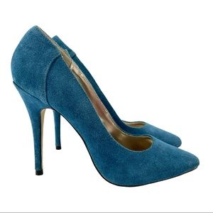 Steve Madden Carli Blue Leather Suede Heels SZ 7.5